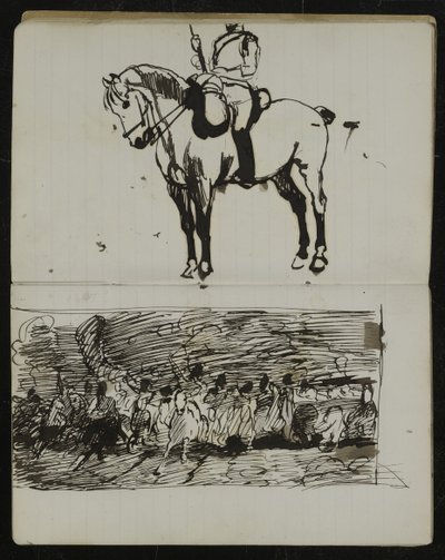Study of the Battle of Waterloo, a preliminary sketch for the oil painting 